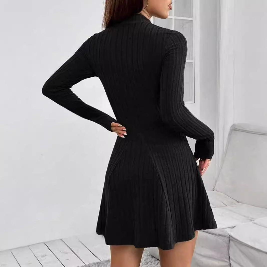 Ribbed Turtleneck Dress