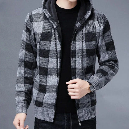 Plaid Knit Hoodie