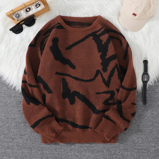 Graffiti Pattern Knitted Sweater