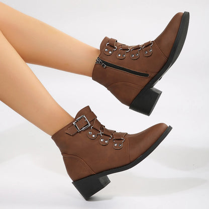 Buckle Strap Ankle Boots