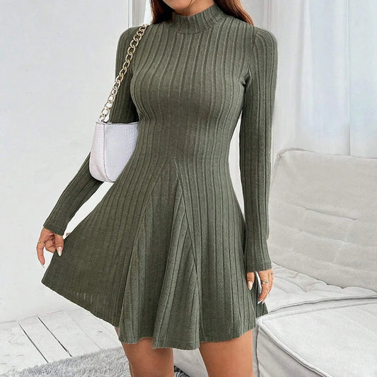 Ribbed Turtleneck Dress