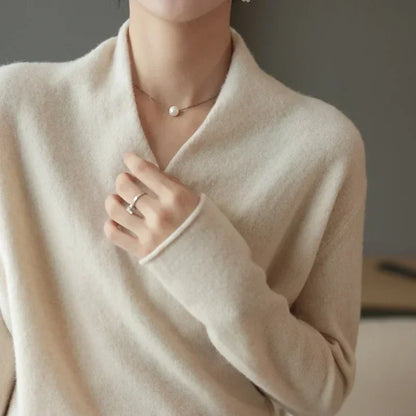 Wrap V-Neck Wool Sweater