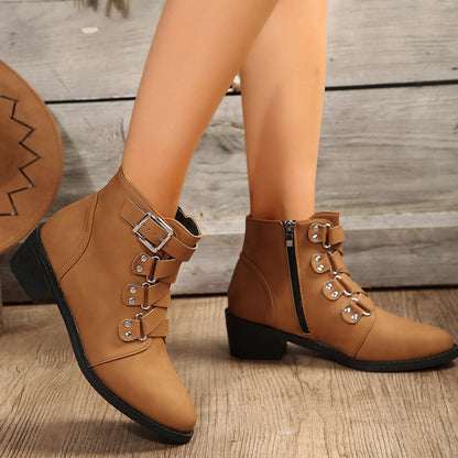 Buckle Strap Ankle Boots