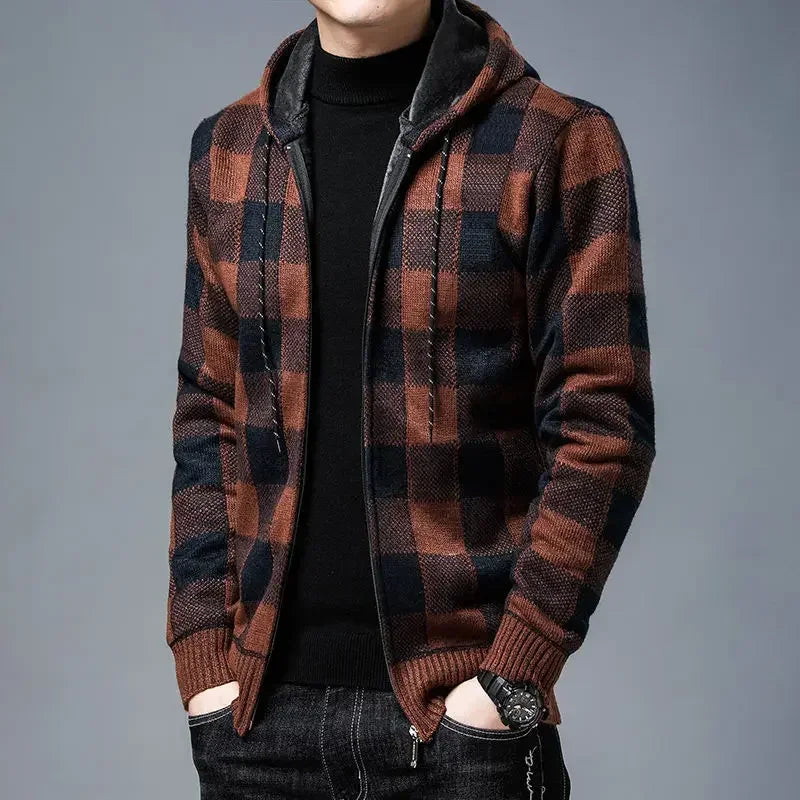 Plaid Knit Hoodie