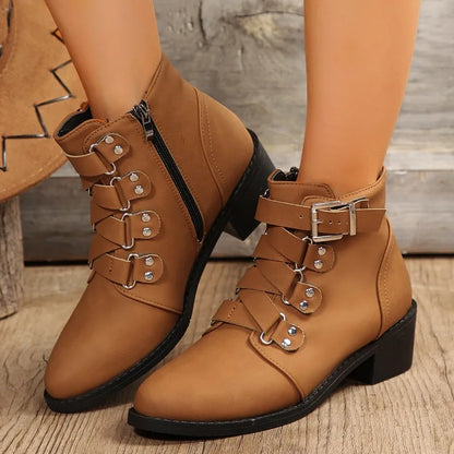 Buckle Strap Ankle Boots