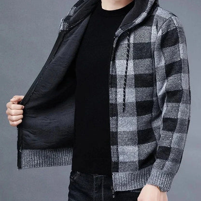 Plaid Knit Hoodie