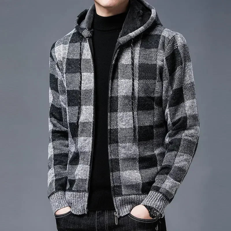 Plaid Knit Hoodie