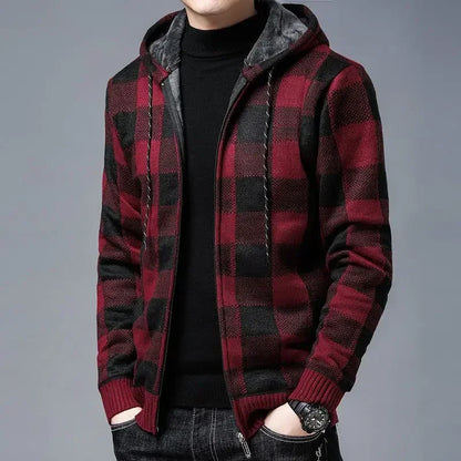 Plaid Knit Hoodie