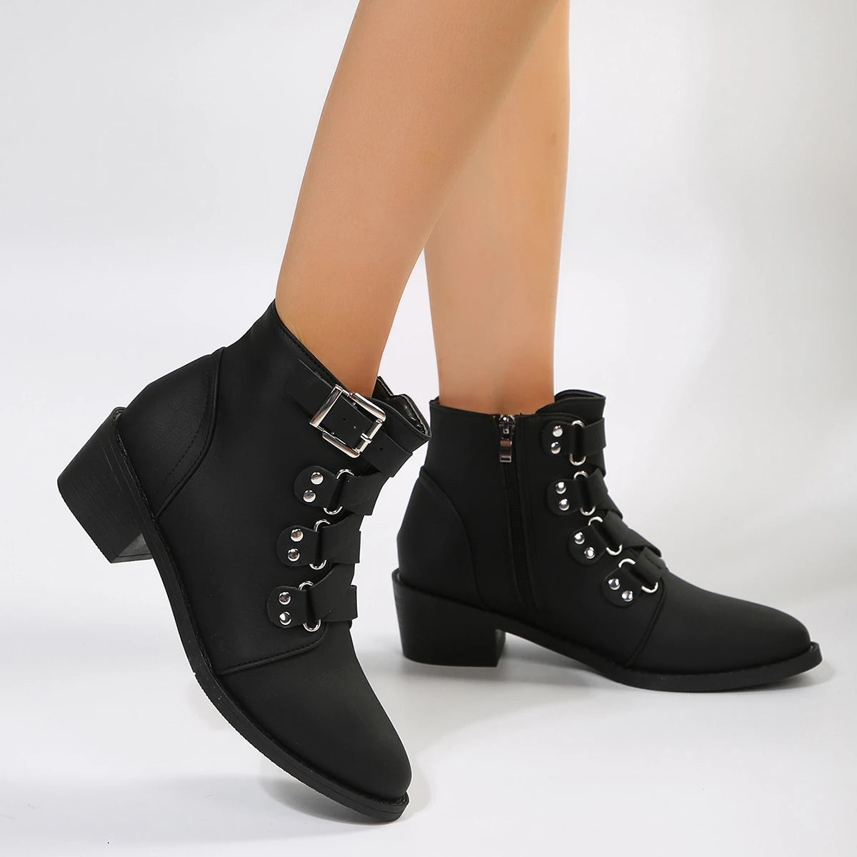 Buckle Strap Ankle Boots