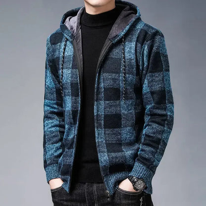 Plaid Knit Hoodie