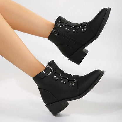 Buckle Strap Ankle Boots